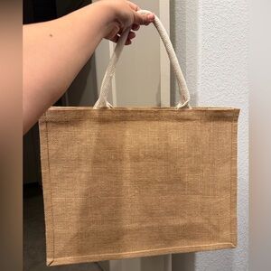 Natural Jute Tote Bag with Cream Handles
